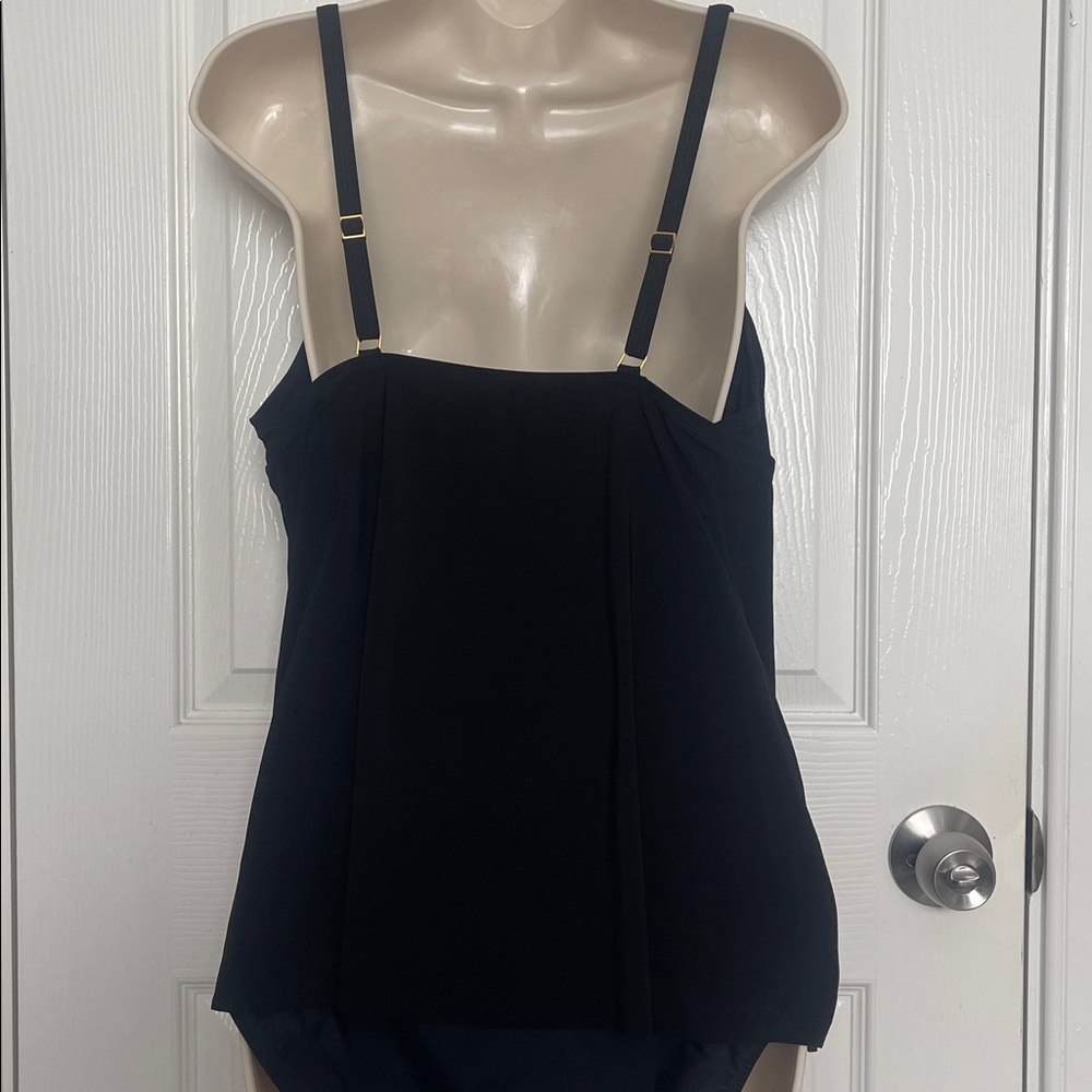 Beyond Control Solid Front Cascade Tankini Top In… - image 4